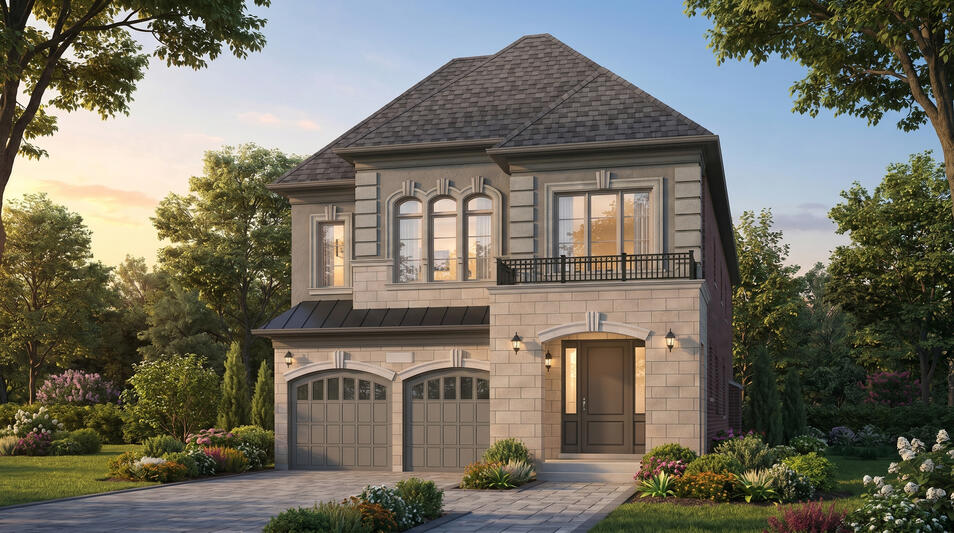 Thornhill Trails in Vaughan by Remington detached homes The Legacy Millcroft in Burlington by Hallett Homes elevation B